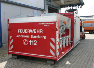 Abrollbehälter Sandsackfüllmaschine in Bamberg für Feuerwehr